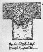 (drop cap T) Symbol of "Asshur", the principal Assyrian idol.